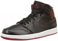 Nike Men s Air Jordan 1 Mid Black/Black/White/Gym Red Basketball Shoe - 13 M