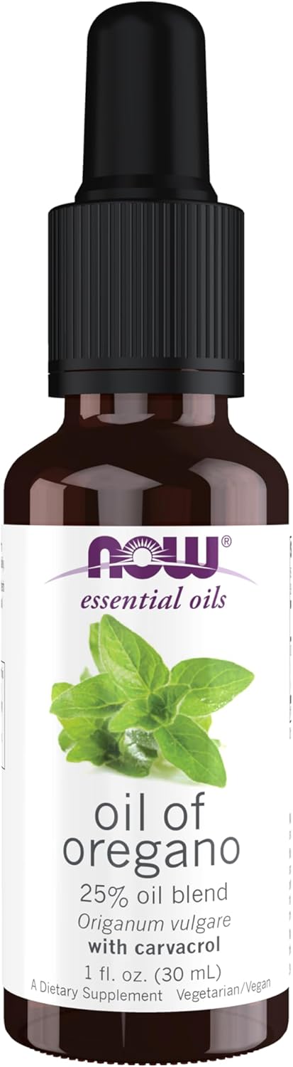 NOW Essential Oils, Oil of Oregano, 25% Blend of Pure Oregano Oil in Pure Olive Oil, Comforting Arom