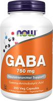 NOW GABA 750mg Neurotransmitter Support - 200 Veg …