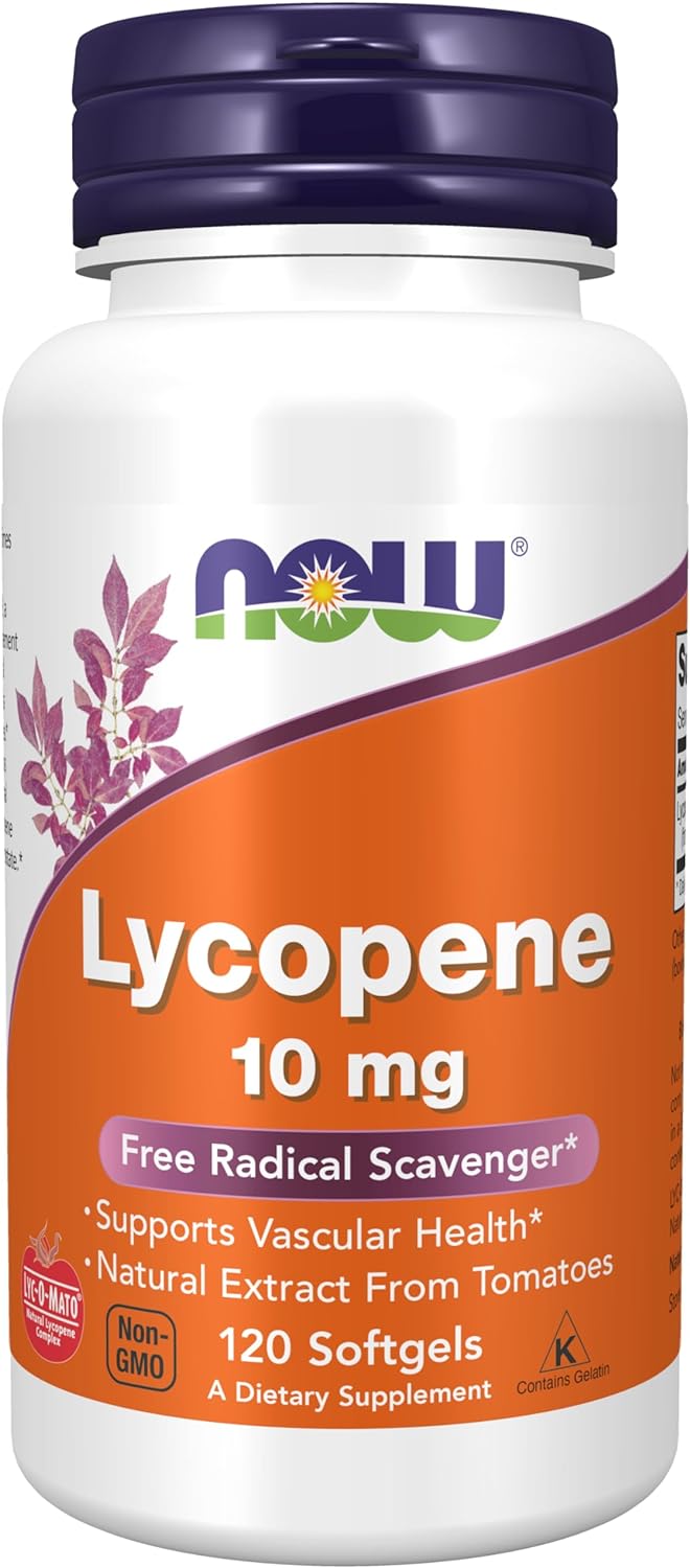 NOW Supplements, Lycopene 10 mg with Natural Extract from Tomatoes, Free Radical Scavenger*, 120 Sof