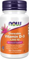 NOW Vitamin Natural Fruit Flavor  Vitamin D-3 1000 IU for Structural Support - 180 Chewables