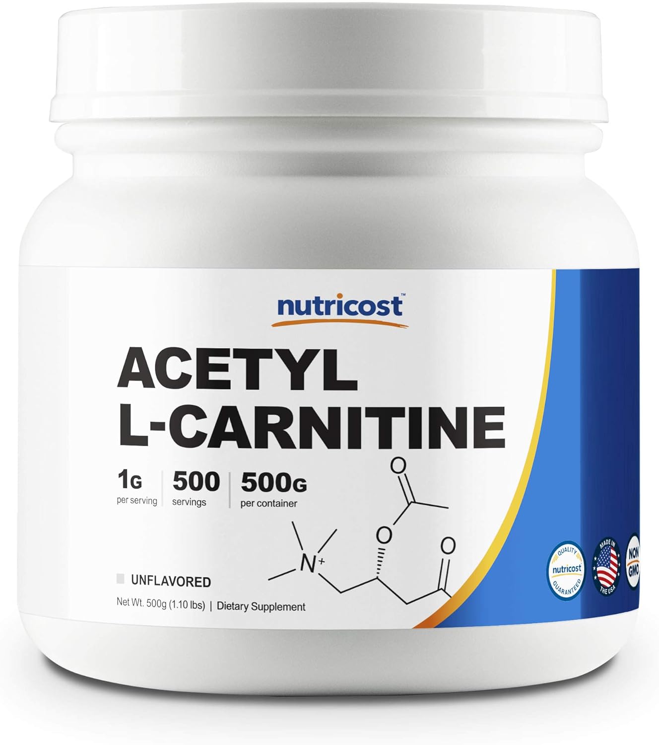 Nutricost Acetyl L-Carnitine (ALCAR) 500 Grams - 1000mg Per Serving - High Quality Pure Acetyl L-Car