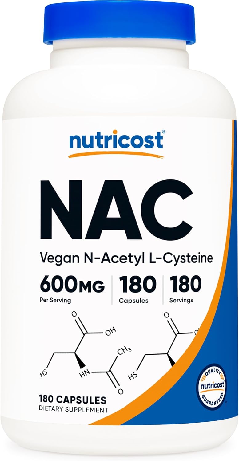 Nutricost N-Acetyl L-Cysteine (NAC) 600mg; 180 Capsules