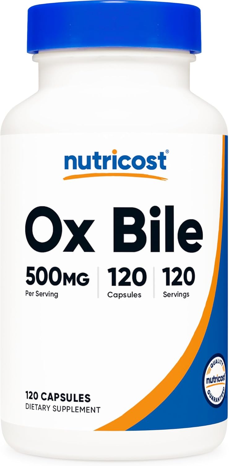 Nutricost Ox Bile Capsules 500mg - 120 Capsules Gluten Free & Non-GMO Dietary Supplement for Dig