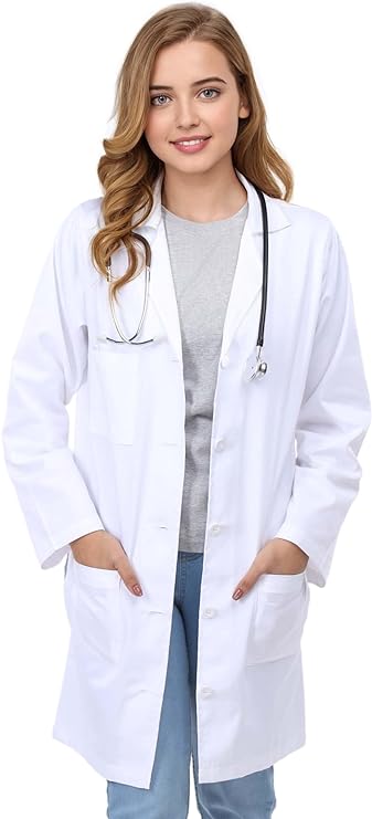 Women's Full Sleeve Poly Cotton Long Medical Coat 