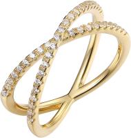 PAVOI 14K Gold Plated X Ring Simulated Diamond CZ Criss Cross Ring for Women – (Yellow Plated, 8)