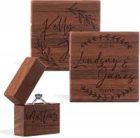 Personalized Wooden Ring Box, Wooden Square Ring B