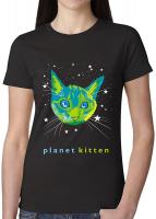 Planet Kitten T Shirts Women's Black, XL