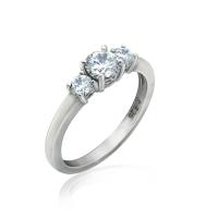 Platinum Plated Sterling Silver Round 3-Stone Ring made with Infinite Elements Zirconia - (Silver, 8