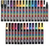 Posca Full Set of 29 Acrylic Paint Pens with Reversible Medium Point Pen Tips for Rock Painting, Fab
