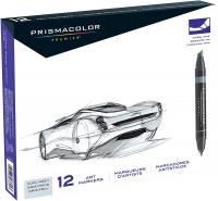 Prismacolor Premier Double-Ended Art Markers, Fine and Chisel Tip, Cool Grey, 12-Count
