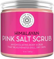 Pure Body Naturals Exfoliating Scrub, Natural Himalayan Salt Scrub for Skin - 12Oz (340g)