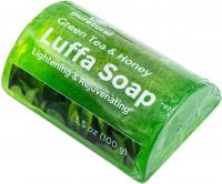 Puretural Luffa Soap, Green Tea and Honey Body Scrub Soap for Dark Spots Stubborn Dirt - 3.5 Oz (100
