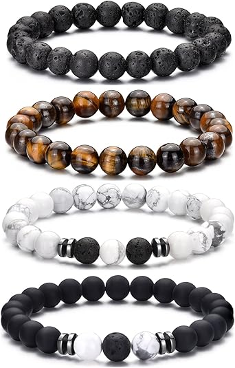 RANKEEF 8MM Tiger Eye Bracelet for Men - Natural S