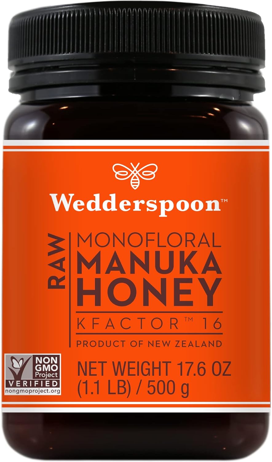 Wedderspoon Raw Premium Manuka Honey KFactor 16+, 17.6 oz