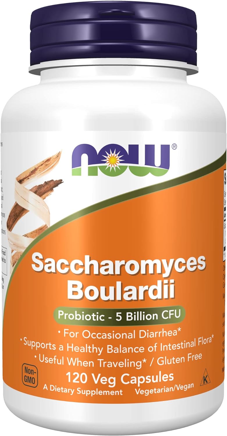 NOW Supplements, Saccharomyces Boulardii, 5 Billion CFU Probiotic, 120 Veg Capsules