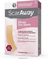 ScarAway C-Section Scar Treatment Strips, Silicone Adhesive Soft Fabric   4-Sheets (7 X 1.5 Inch)
