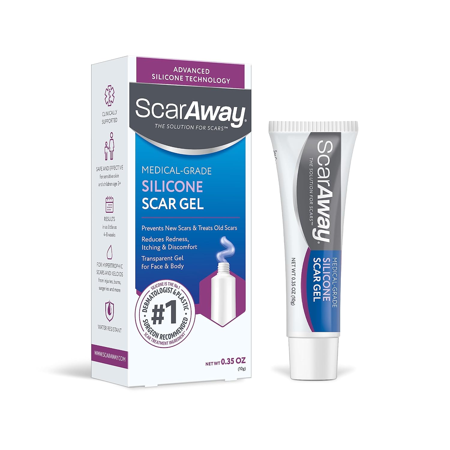 ScarAway Advanced Medical-Grade Silicone Scar Gel - Professional Scar Removal Treatment for Surgery,
