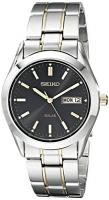 Seiko Men s SNE047 Two-Tone Solar Black Dial Watch