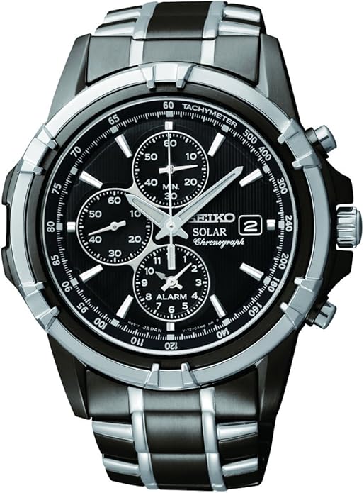 SEIKO SSC141 Men’s Solar Chronograph Watch (100m, Date, LumiBrite) — Premium Imported Stainless 