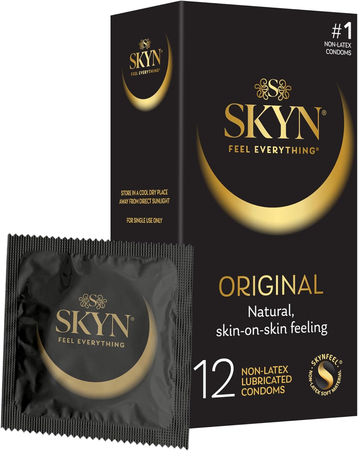 SKYN Original Non‑Latex Condoms (12 Count) – Lubricated Polyi