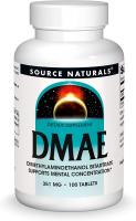Source Naturals DMAE, Dimethylaminoethanol Bitartrate - Supports Mental Concentration - 100 Tabs