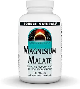 Source Naturals Magnesium Malate 1250mg, Supports Muscles and Energy Production,180 Tablets
