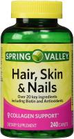 Spring Valley - Hair, Skin & Nails, Biotin-Collagen-Gelatin - 240 Caplets