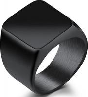 Stainless Steel Signet Ring Black Silver Gold Clas