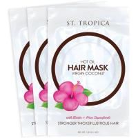 ST. TROPICA Hot Virgin Coconut Oil Hair Mask Treatment for Dry or Damaged Hair, Pack of 3- 1.5Oz (42