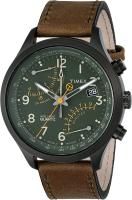 Timex Men's T2P381 Stainless Steel Watch with Olive Leather Band Watch