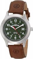 Timex Men's T40051 Expedition Metal Field Watch Olive Dial Brown Leather Strap Watch