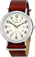 Timex Men's Weekender 40mm Watch TW2P85800 Oversize Titanium-Tone/Dark Brown Leather Slip-Thru Strap