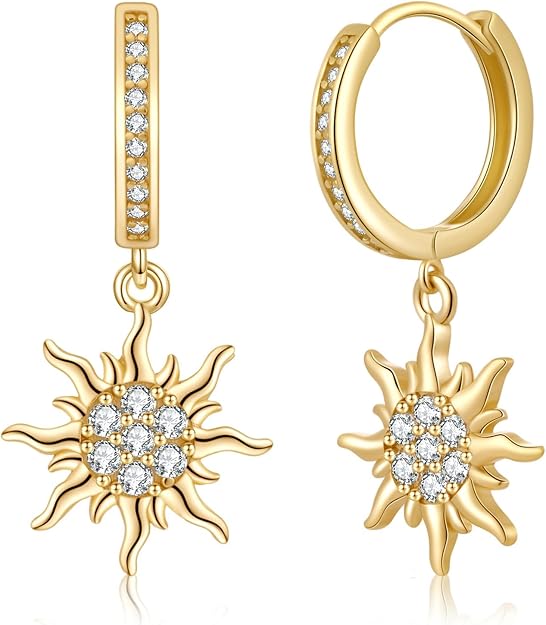 ToHeart 14K Gold Sun Earrings for Women 