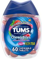 TUMS Chewy Bites Antacid Tablets for Chewable Heartburn Relief and Acid Indigestion Relief, Assorted