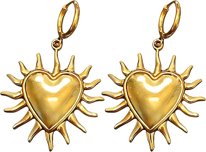 Vintage Gold Heart Earrings – Stainles