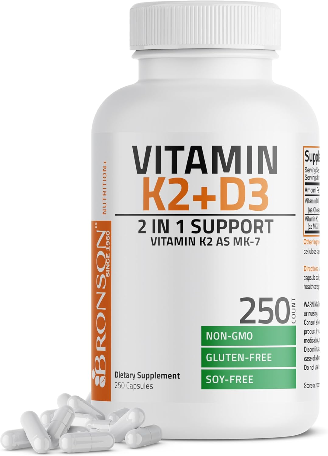 Vitamin K2 (MK7) with D3 for Bone and Heart Health Supplement, 5000 IU-D3 & 90 mcg-K2, Vitamin D