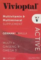 Vivioptal Active 30 Capsules, German Formula - Multivitamin & Multimineral Supplement - Ginseng 
