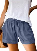 Wielsscca Womens Drawstring Shorts Summer Elastic Waist Casual Lightweight with Pockets - A-Blue