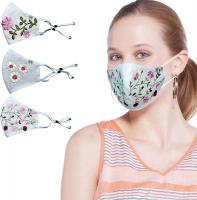 Women Floral Embroidered Face Mask Cotton Lining Handcrafted, 3 Layers - Color: Group 66