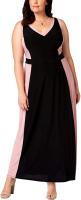 Women's Plus Size Contrast-trim Maxi Dress - Black/Blush
