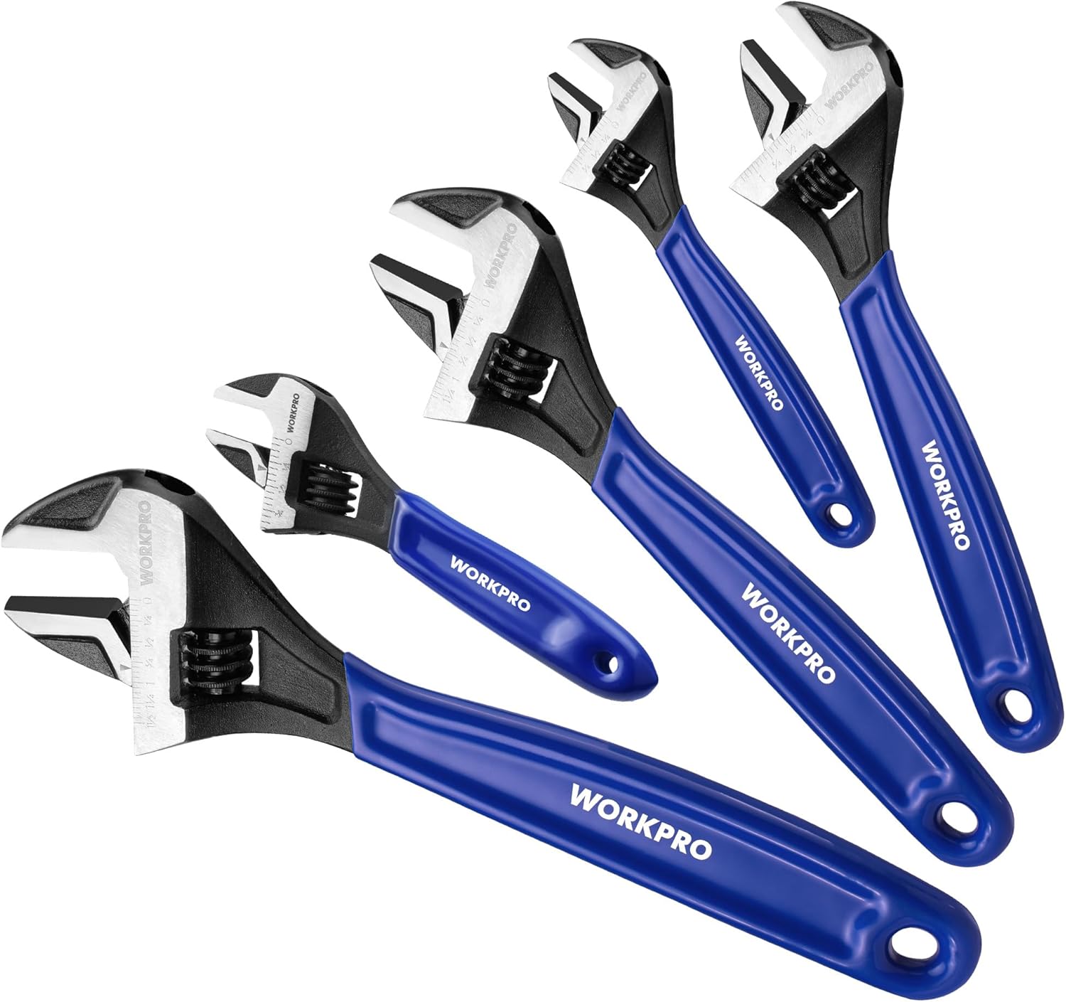 WORKPRO 5-Piece Adjustable Wrench Set – Chrome Vanadium Steel for Home & Automotive Use