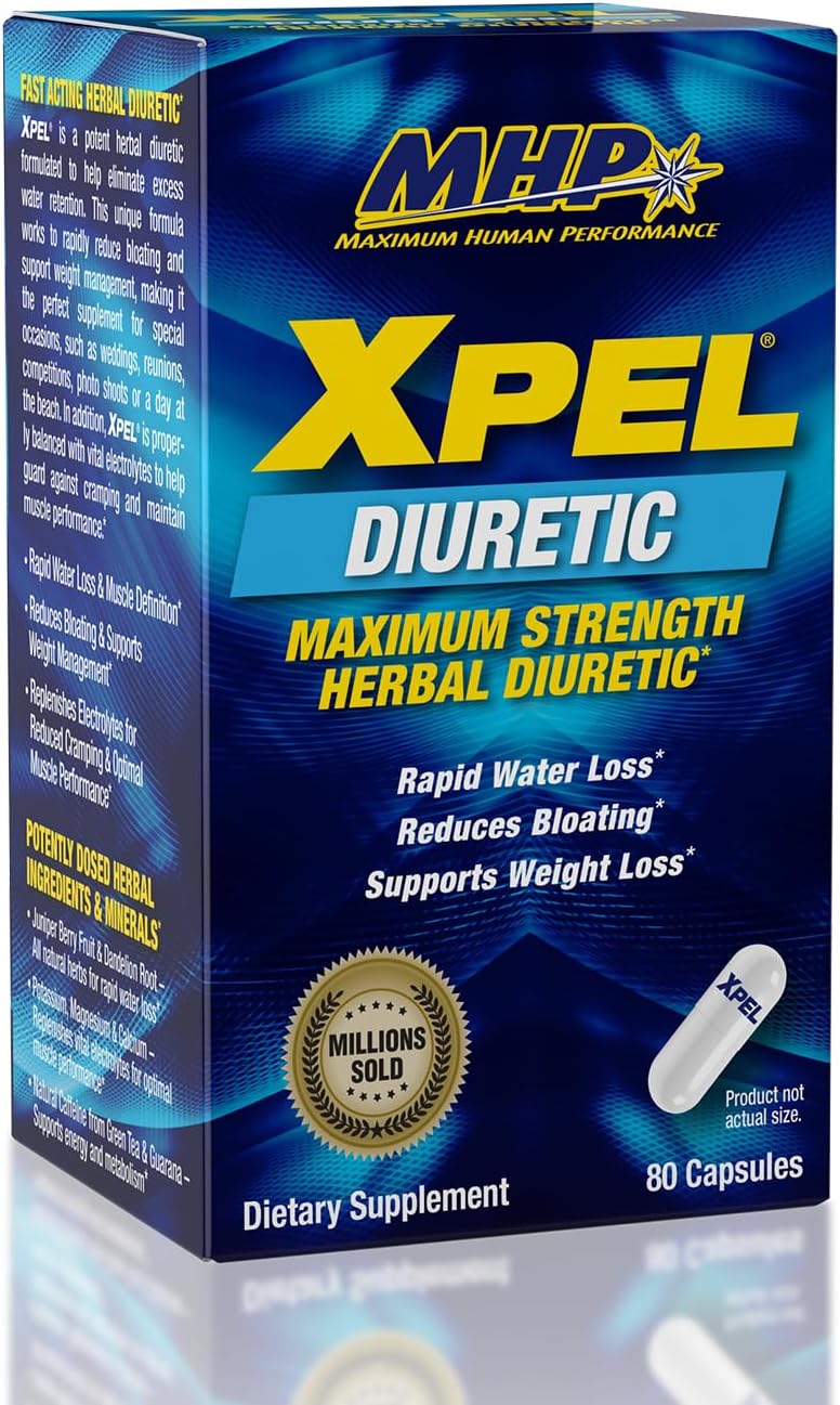 MHP Xpel Maximum Strength Diuretic Water Pills, for Water Retenti
