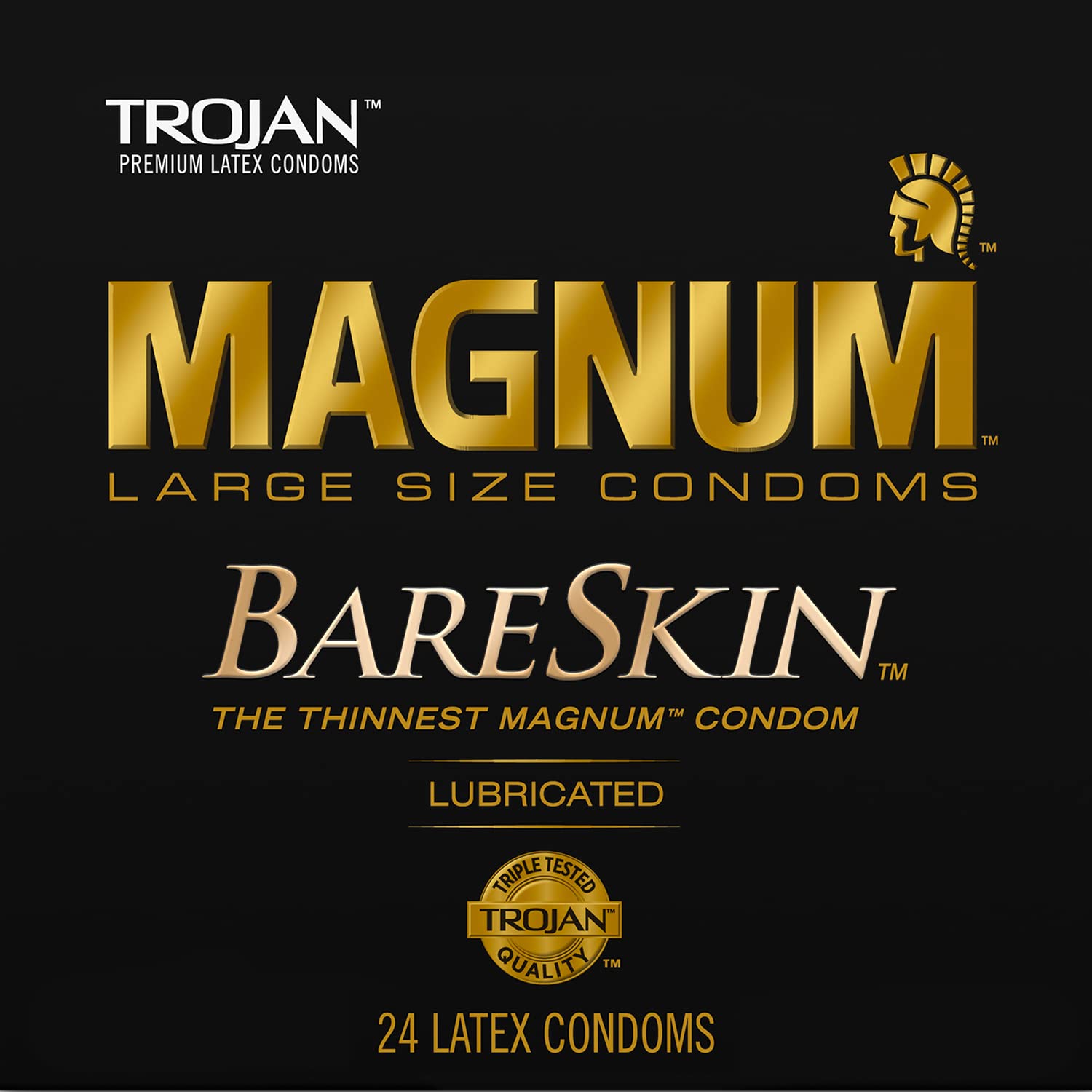 TROJAN MAGNUM BARESKIN Large Size Lubricated Condoms, 24 Count