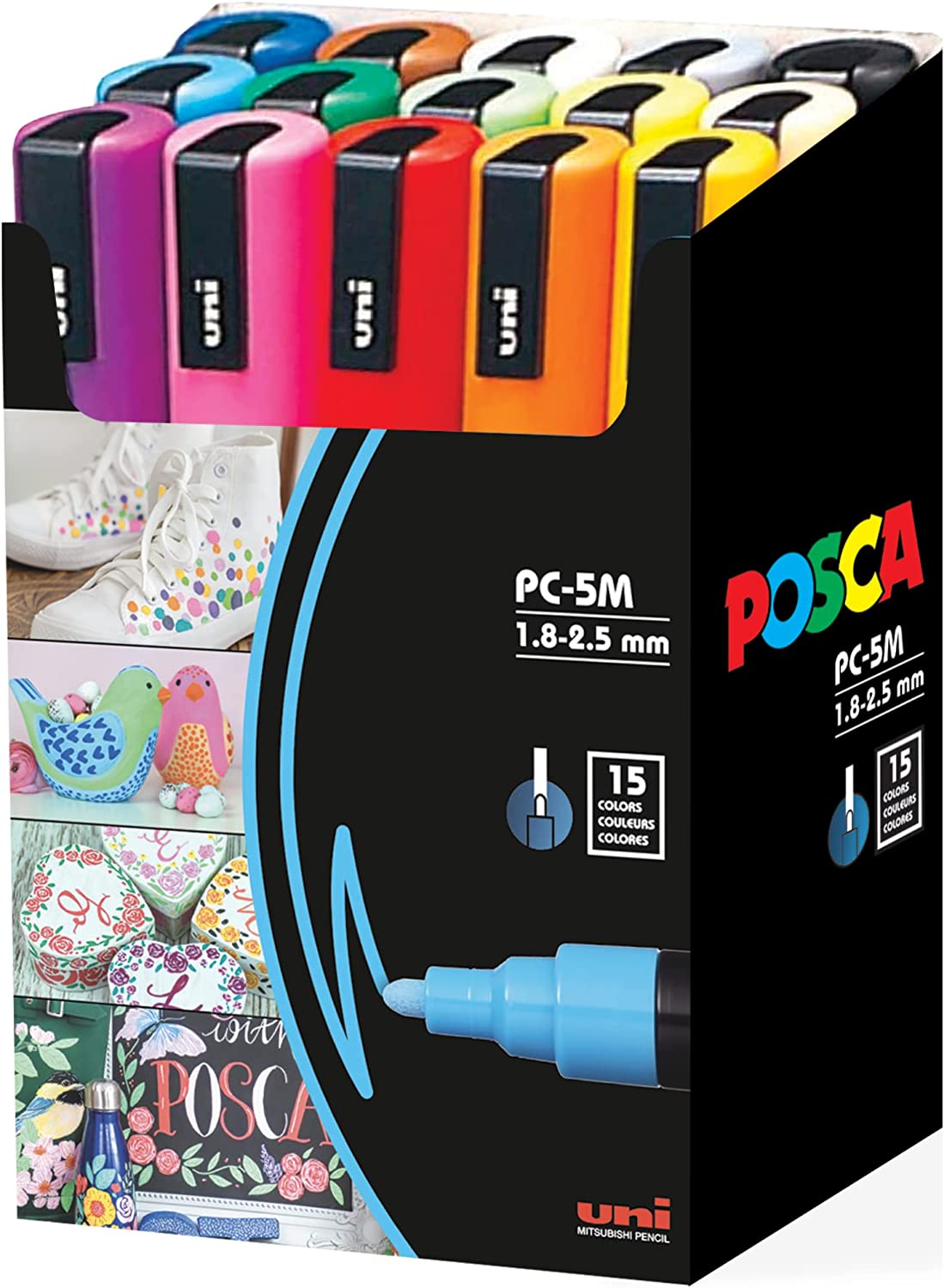 Uni-Posca Paint Marker Pen - Fine Point - Set of 15 (PC-3M15C)
