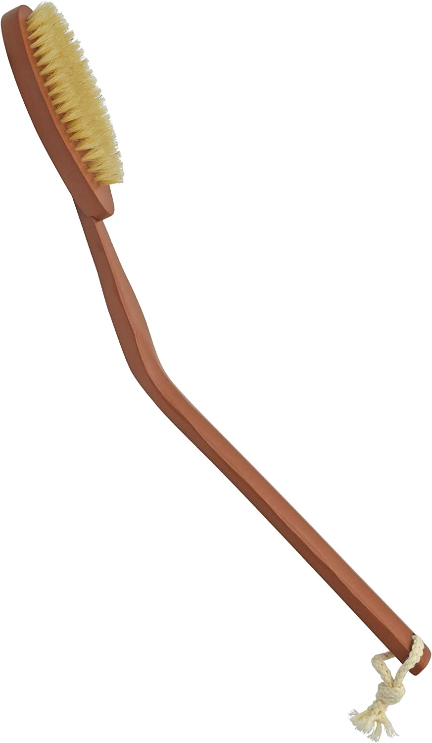 UTRAX 20   Long Detachable Wooden Bath Brush with Curved Reach Handle Hanging Wood Shower Brush with Boar-Bristle