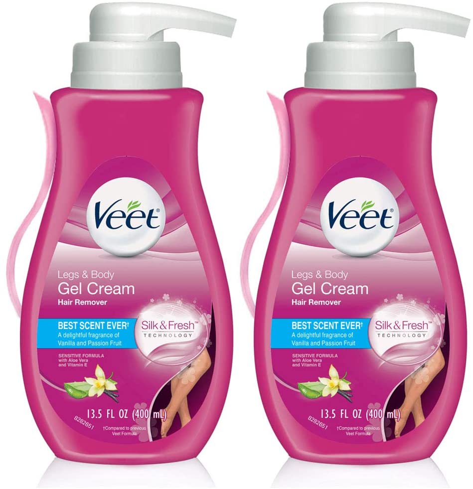 VEET Silk and Fresh Technology Hair Removal Gel Cream for Whole Body, Pack of 2 - 13.5 Fl Oz (400 ml) Each