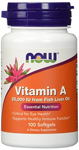 NOW Supplements Vitamin A Softgels: A Fish Liver Oil Boost for Essential Nutrition - 25,000 IU, 100 