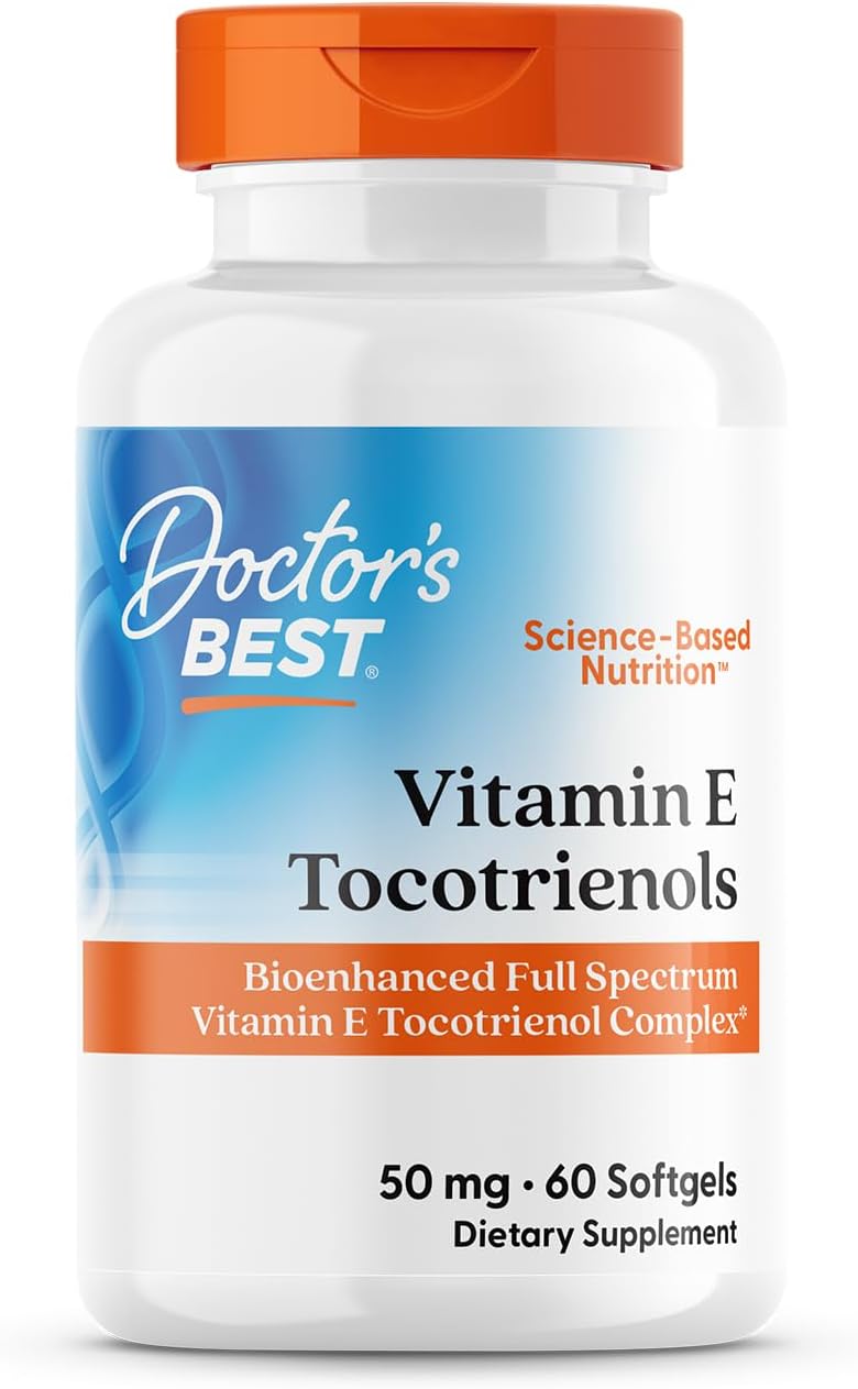 Doctor's Best Vitamin E Tocotrienols with TocoGaia ULTRA - Full Spectrum Vitamin E Complex - 60 Count - Antioxidant Support for Heart, Skin & Cellular Health - Imported for Amazon Pakistan