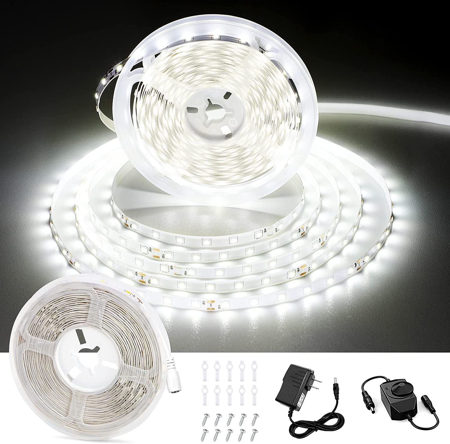 White LED Strip Lights, Bright LED Tape Light, for Indoor Decor - 16.4 Feet